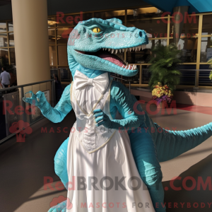 Turquoise Allosaurus mascot...