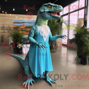 Turquoise Allosaurus mascot...