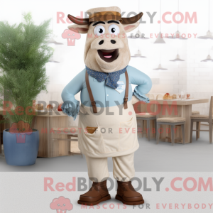 Beige steak mascottekostuum...