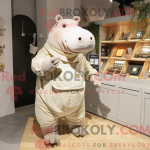 Beige Hippopotamus mascot...