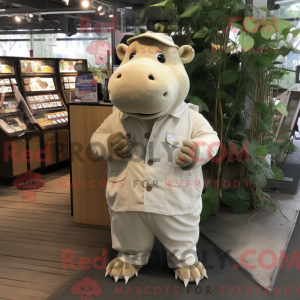 Beige Hippopotamus mascot...