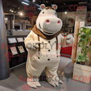 Beige Hippopotamus maskot...