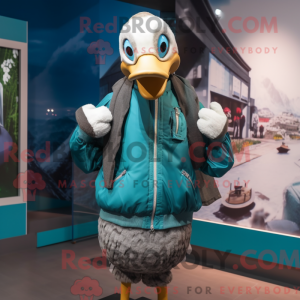 Blågrøn gæs maskot kostume...