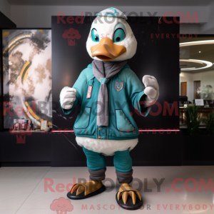 Teal Ganzen mascottekostuum...