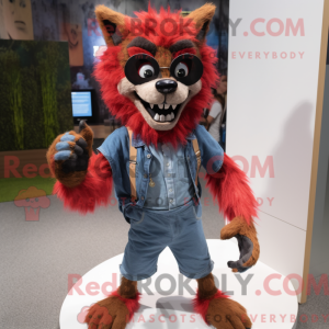 Red Werewolf mascot costume...