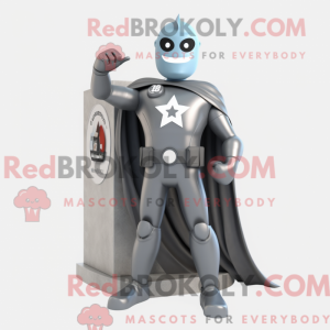 Gray Superhero mascot...