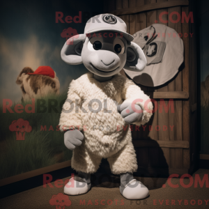 Silver Merino Sheep mascot...