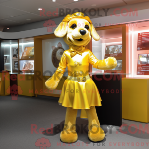 Gold Dog mascot costume...