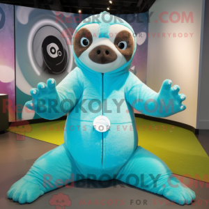 Cyan Sloth maskot kostume...