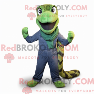 Grøn Python maskot kostume...