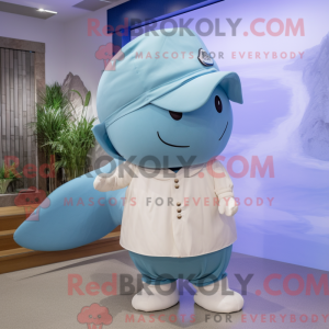 Cream Blue Whale mascot...