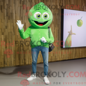 Green Plum mascot costume...