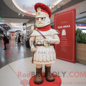 Cream Roman Soldier mascot...