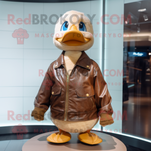 Tan Duck maskot kostume...