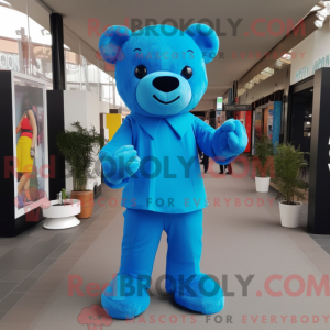 Blå bamse maskot kostyme...
