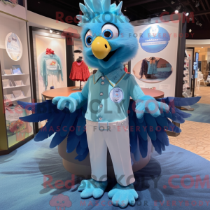 Sky Blue Peacock mascot...