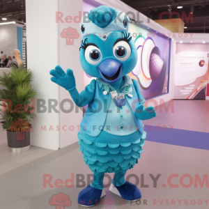 Sky Blue Peacock maskot...
