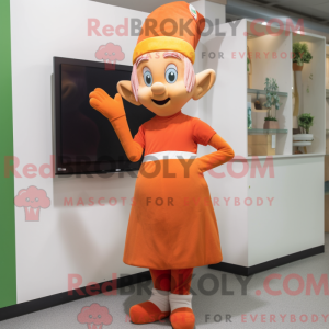 Orange Elf mascot costume...
