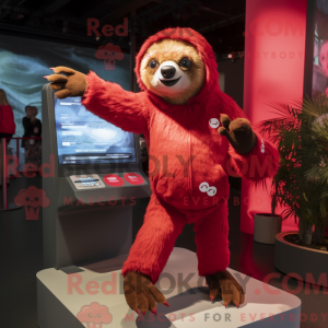 Red Sloth maskot kostume...