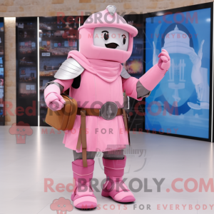 Pink Medieval Knight mascot...