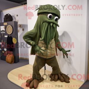 Olive Kraken maskot kostyme...