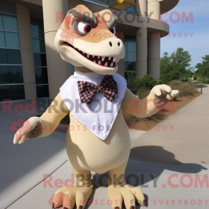 Beige Utahraptor maskot...