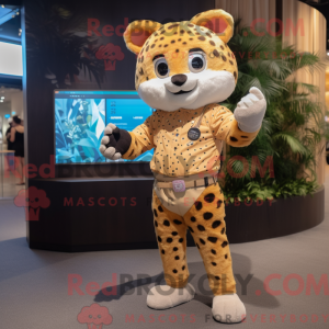 Tan Leopard maskot kostume...