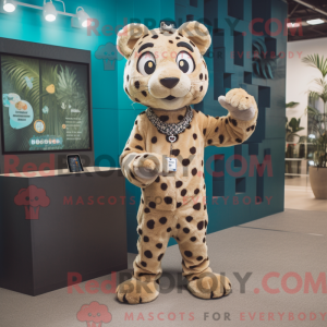 Tan Leopard maskot kostyme...