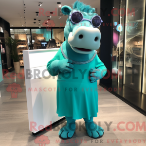 Cyan Nilpferd Maskottchen...