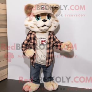 Beige Cat mascot costume...