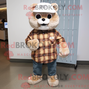Beige kat maskot kostume...
