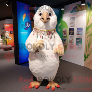 Hvid Kiwi maskot kostume...