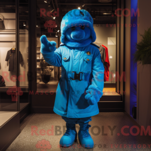 Blue Soldier mascot costume...