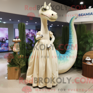 Cream Brachiosaurus maskot...