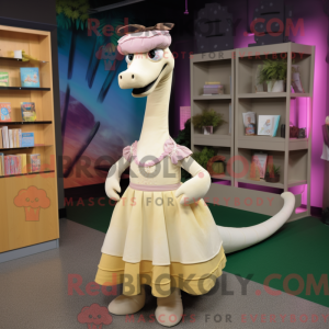 Cream Brachiosaurus maskot...