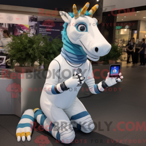 Hvid Quagga maskot kostume...