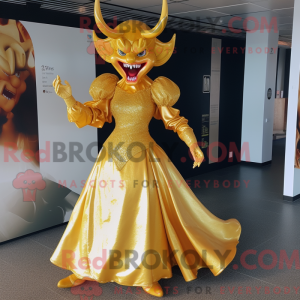 Gold Devil mascot costume...