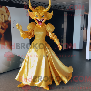 Gold Devil-maskotdraktfigur...