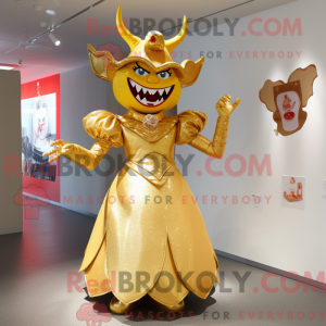 Gold Devil mascot costume...