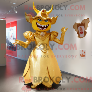 Gold Devil-maskotdraktfigur...