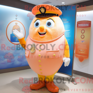 Peach Police Officer mascot...