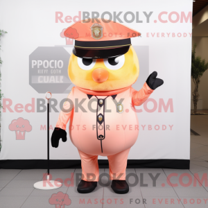 Peach Police Officer mascot...