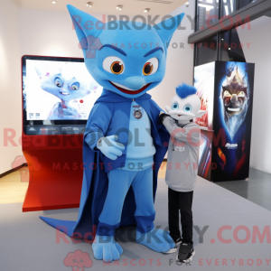 Himmelblå vampyr maskot...