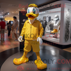 Gold Duck mascot costume...