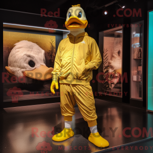 Gold Duck mascot costume...