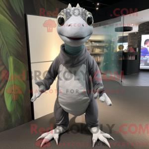 Gray Lizard maskot kostume...