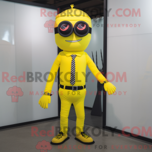 Gul Cyclops maskot kostume...