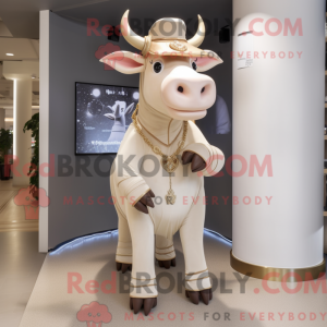 Beige Zebu-mascottekostuum...