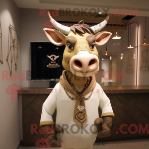 Beige Zebu-maskotdraktfigur...