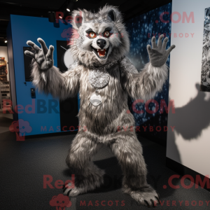 Sølv varulv maskot kostume...